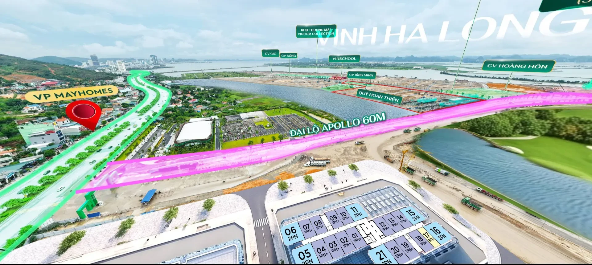 Flycam 360 The Sunrise Bay nhìn ra đại lộ Apollo 60 m