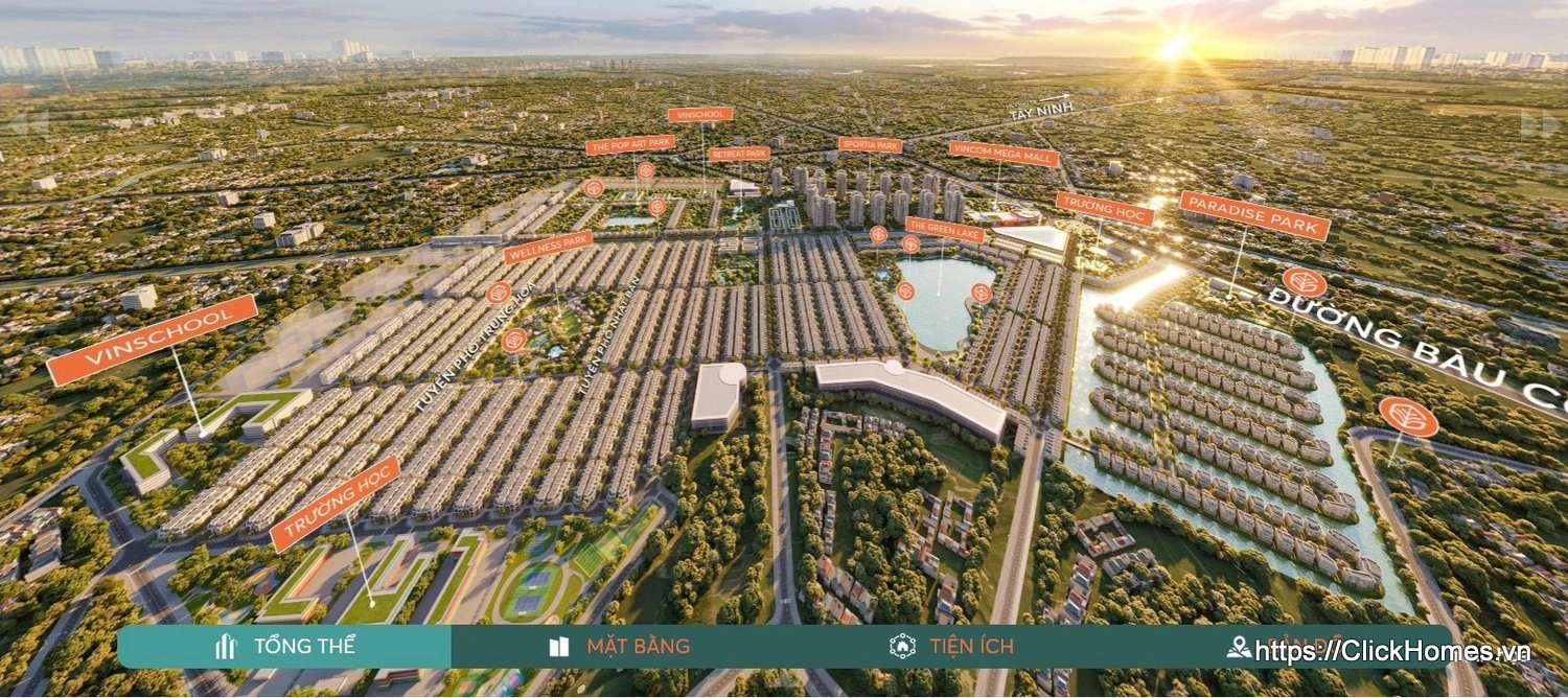 Ảnh minh hoạ: Toàn cảnh dự án Vinhomes Green City Hậu Nghĩa Long An từ trên cao